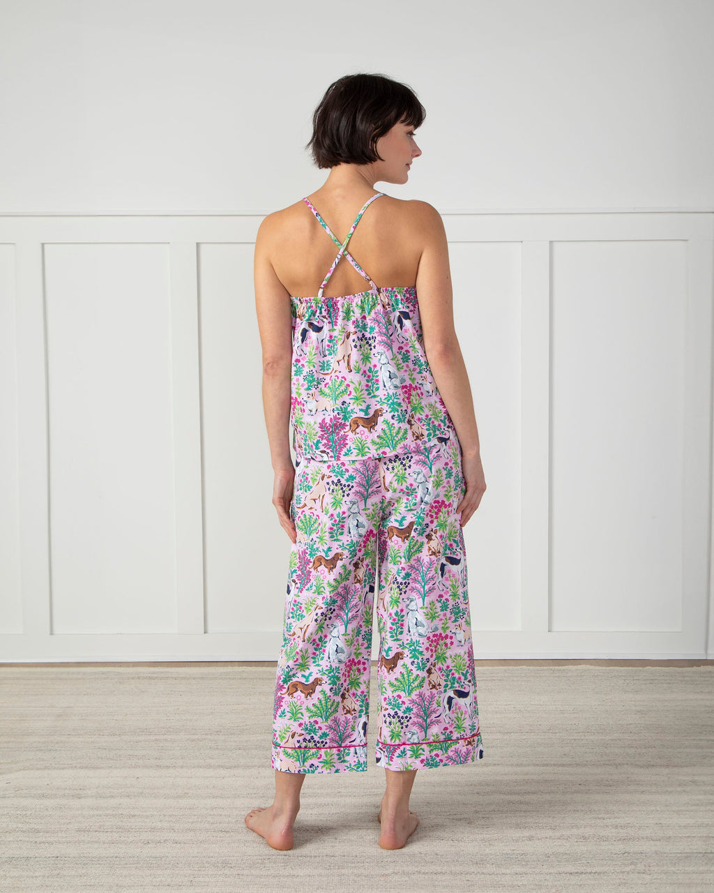 Must Love Dogs - Cami Cropped Pants Set - Pink Peony