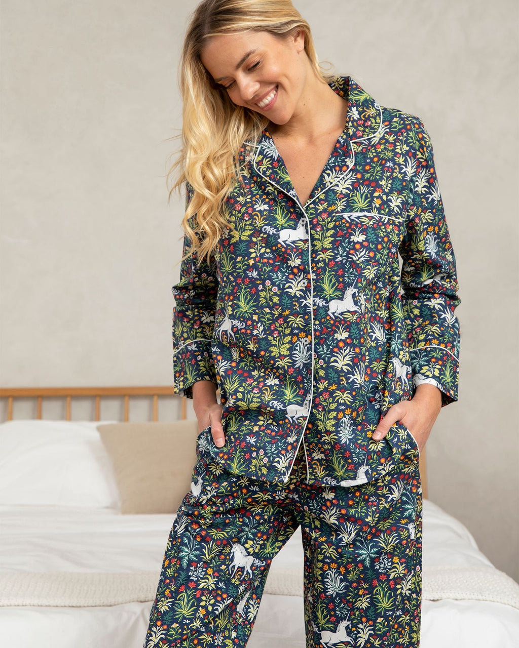 Unicorn's Garden - Long Sleep Set - Indigo