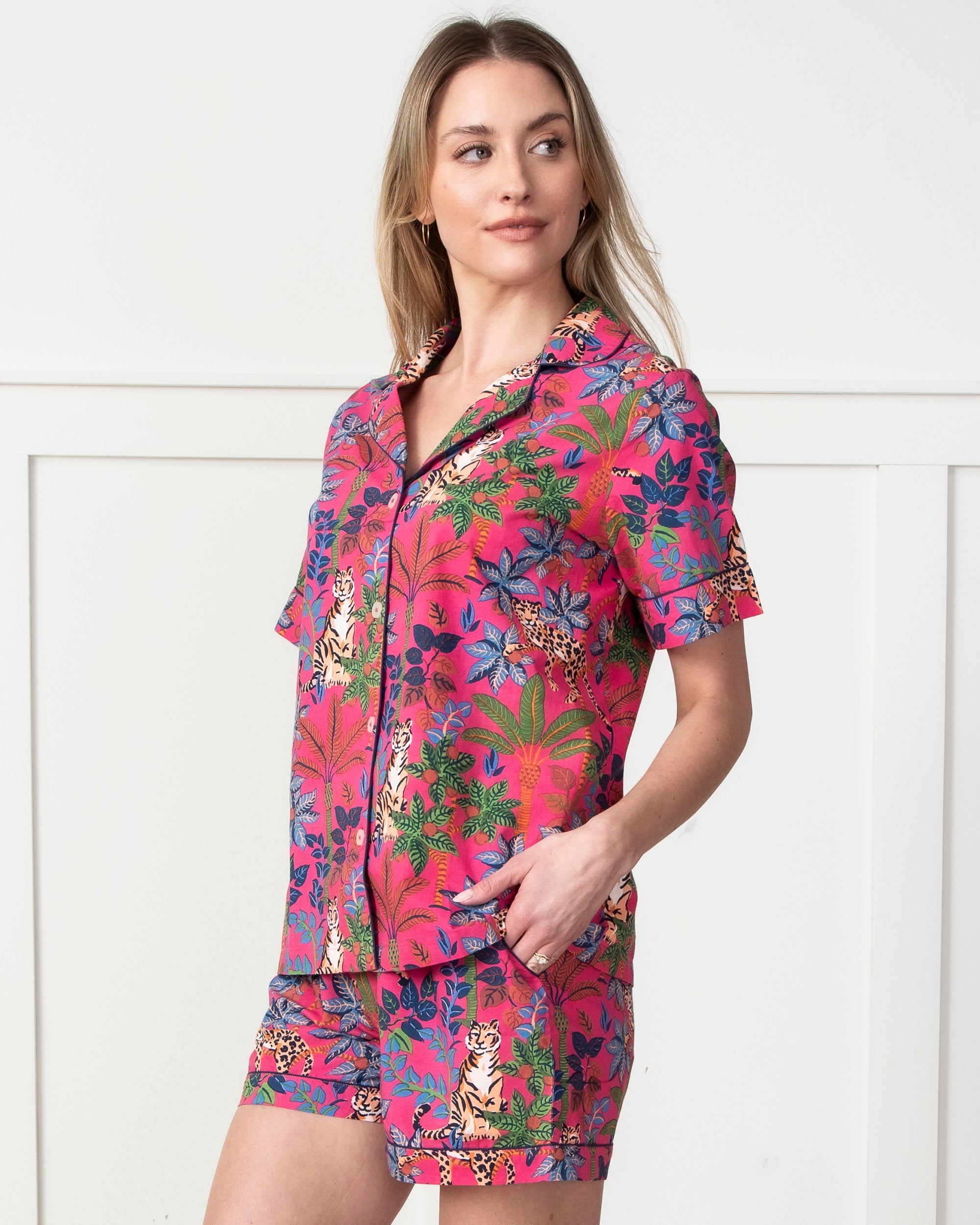 Big Cat Energy - Short Sleep Set - Fuchsia