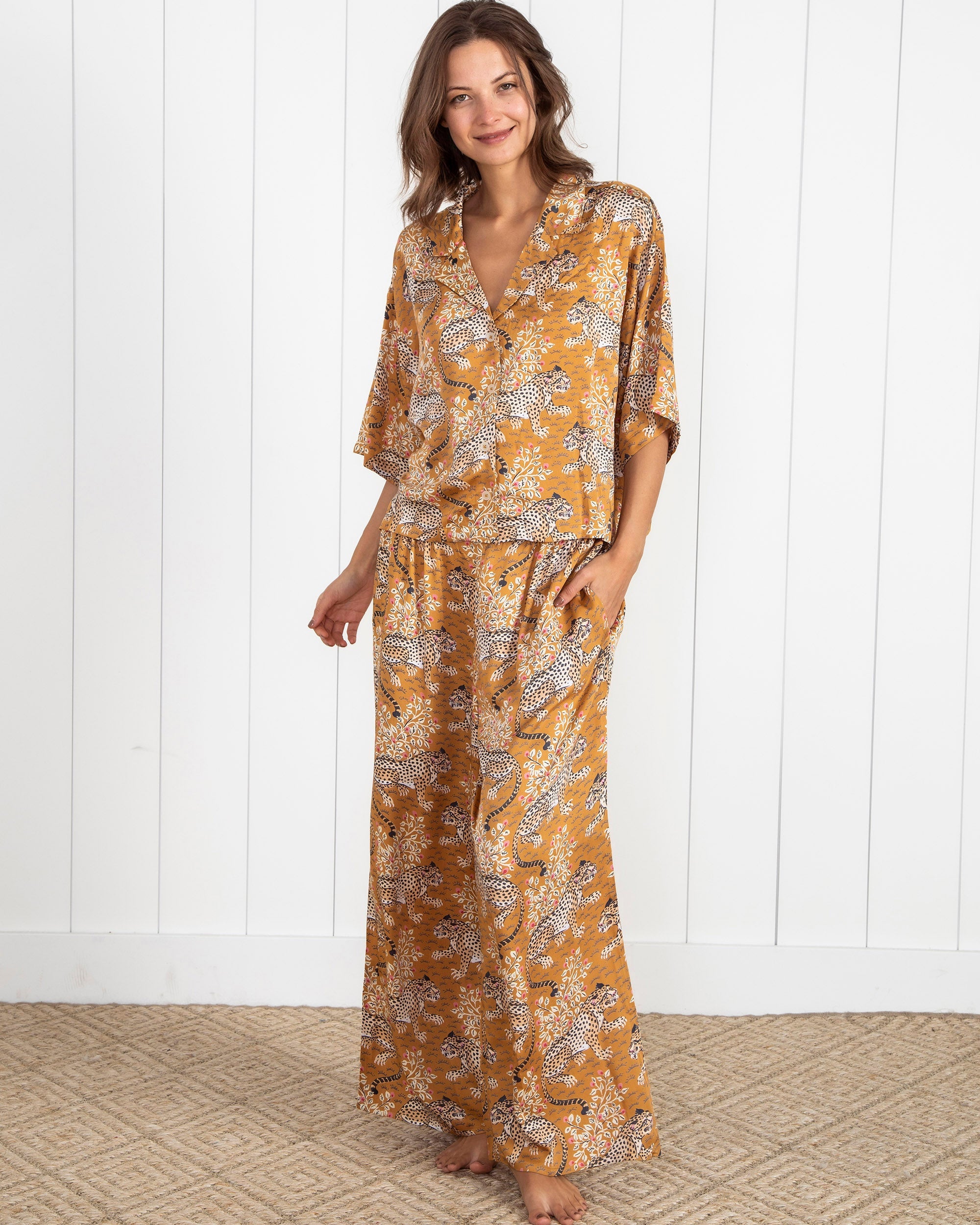 Bagheera - Satin Wildest Dreams Pajama Set - Tobacco
