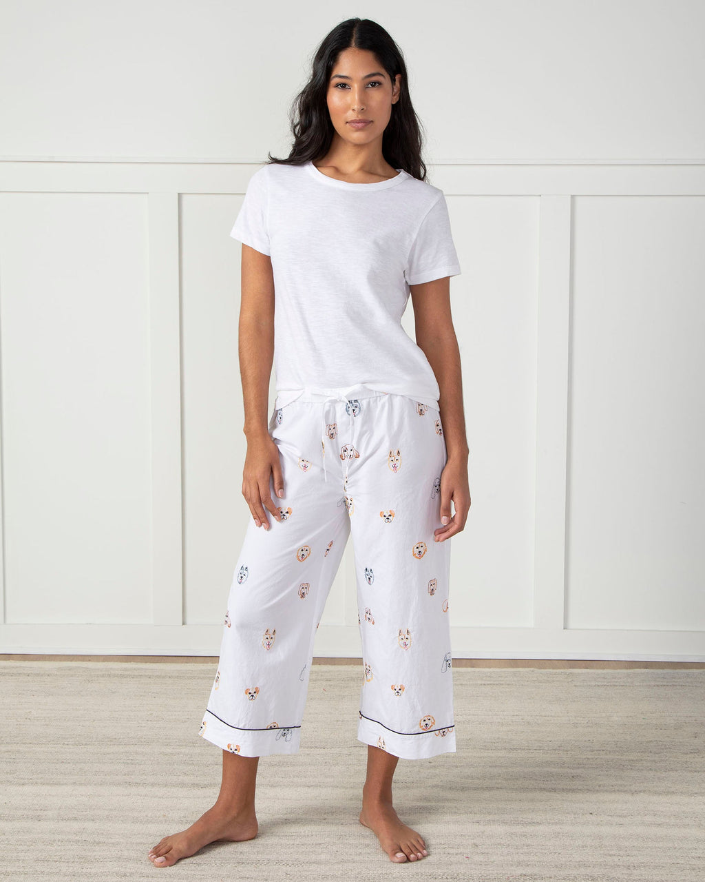 Happy Hounds - Cropped Pajama Pants - Cloud