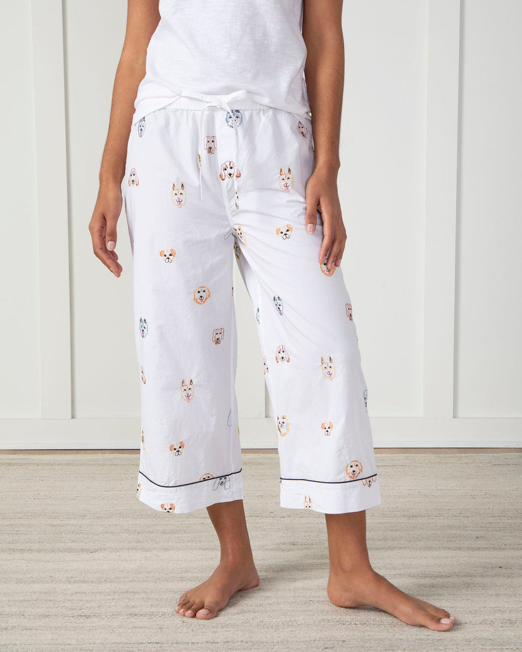 Happy Hounds - Cropped Pajama Pants - Cloud