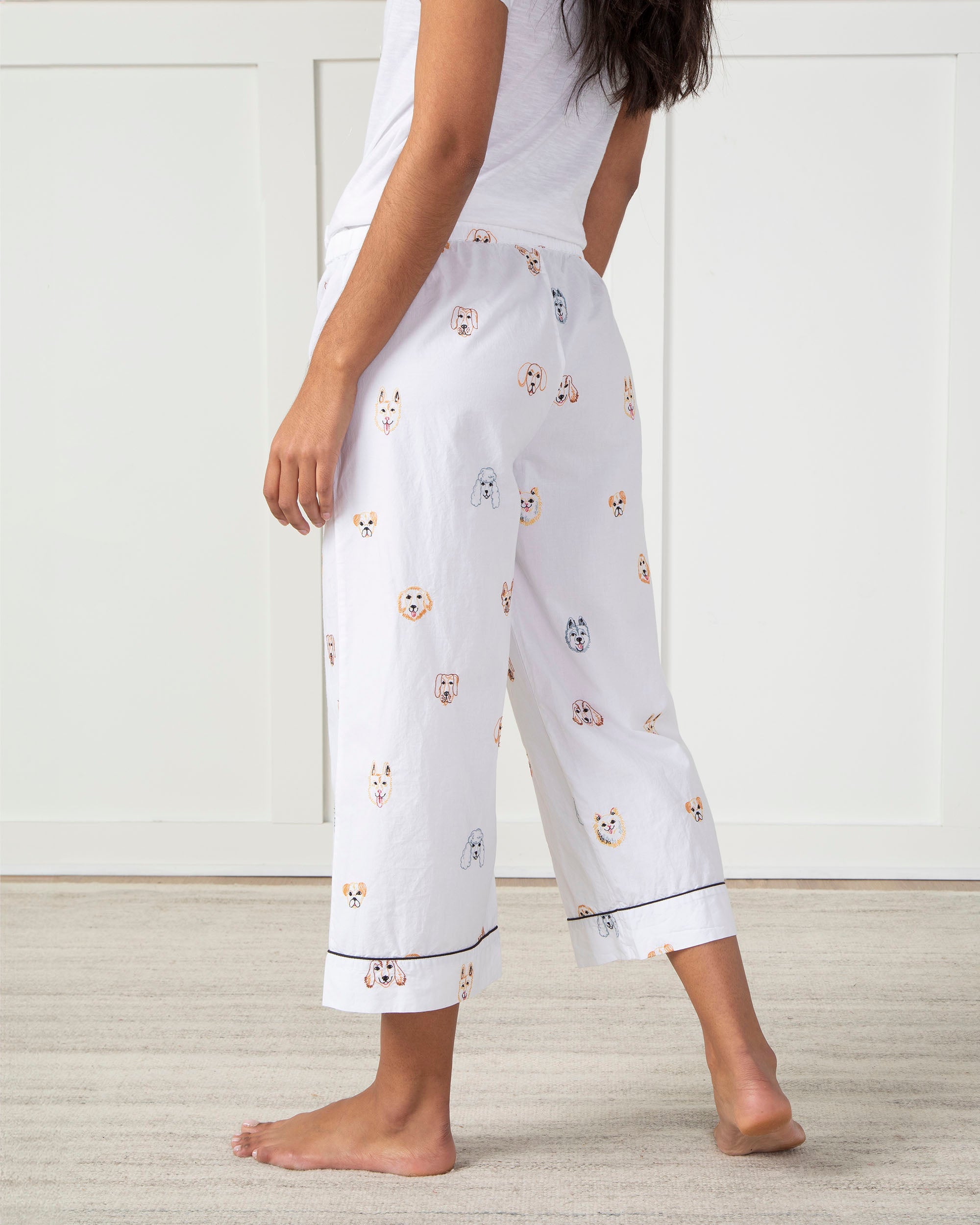 Happy Hounds - Cropped Pajama Pants - Cloud