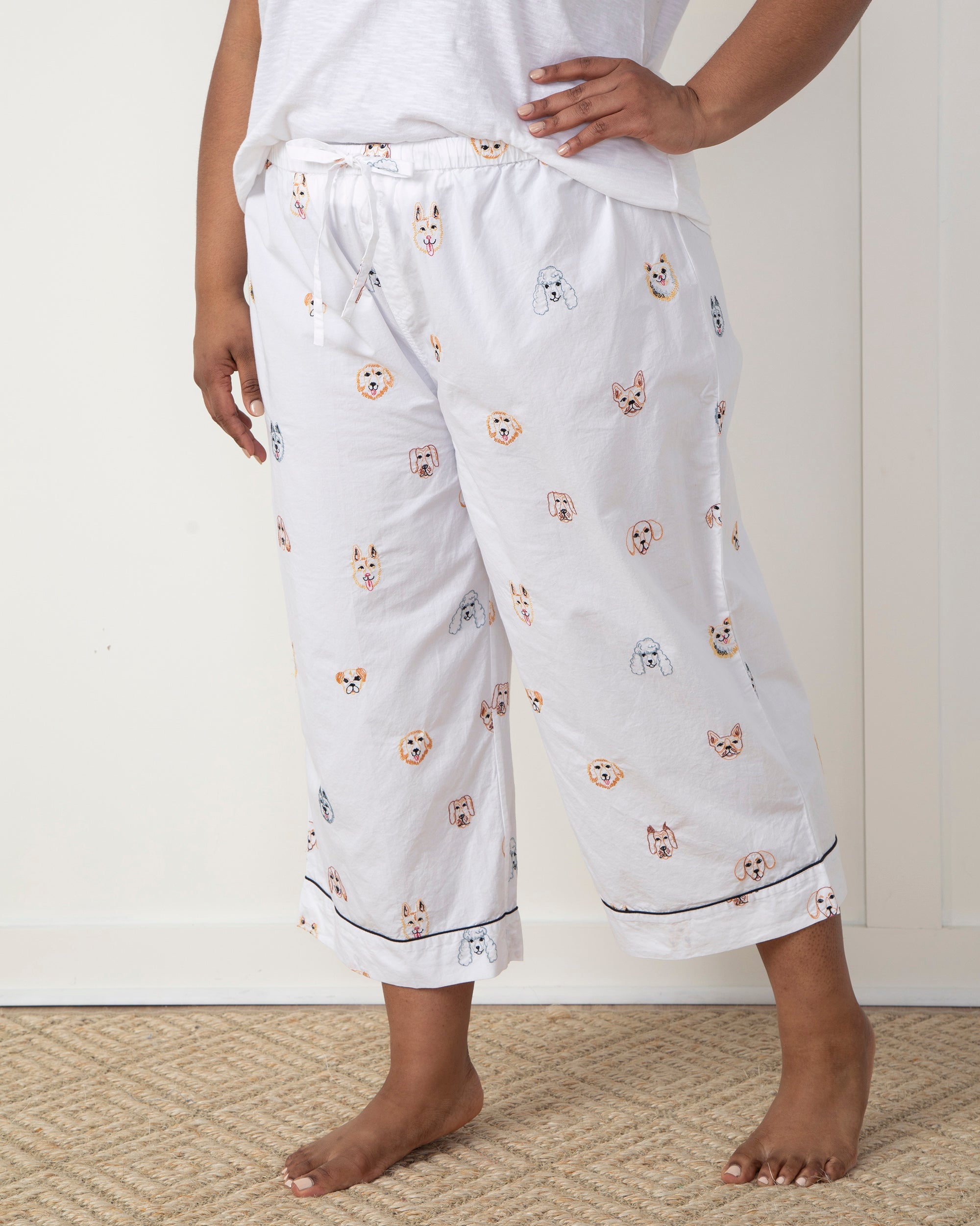 Happy Hounds - Cropped Pajama Pants - Cloud