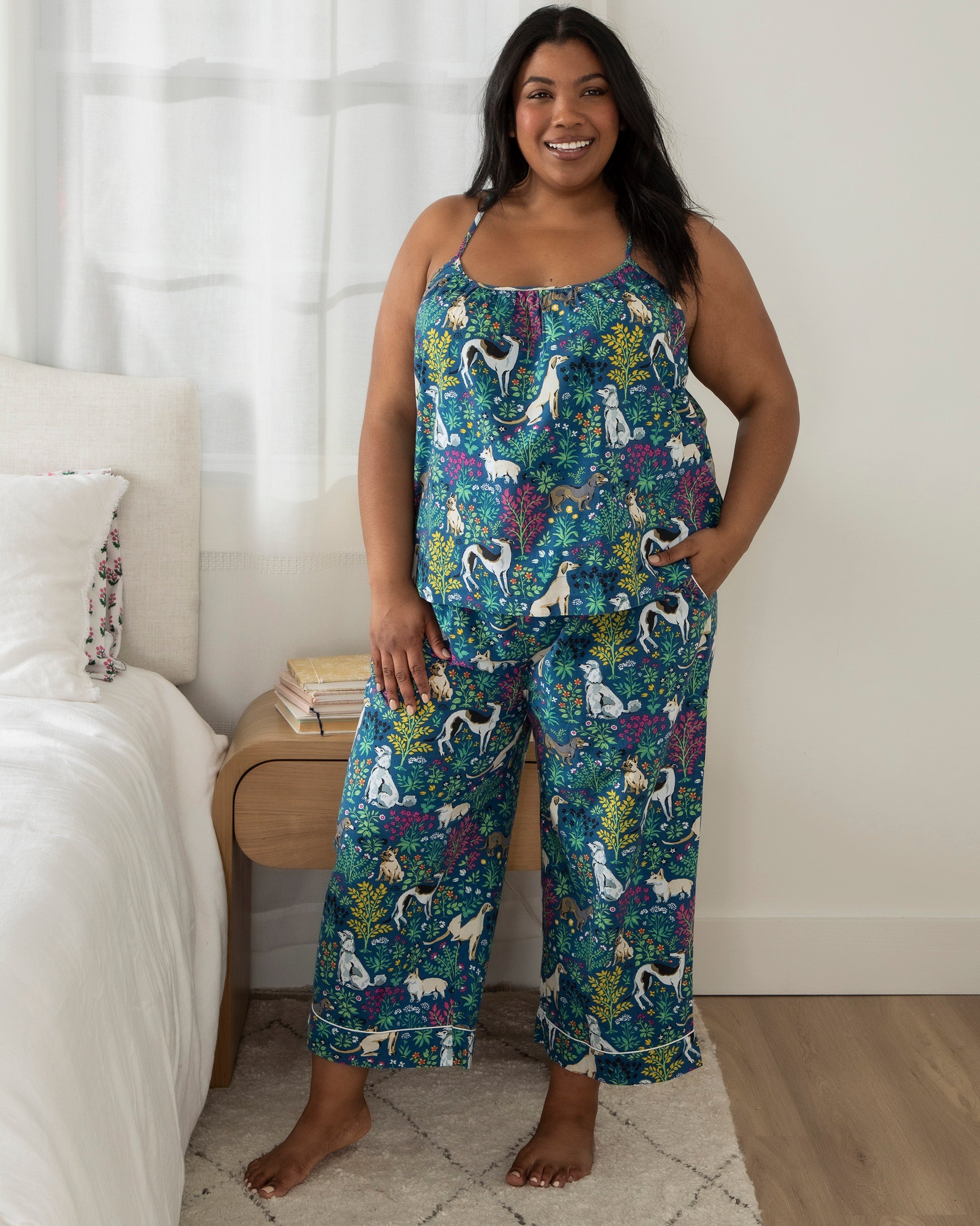 Must Love Dogs - Cami Cropped Pants Set - Indigo
