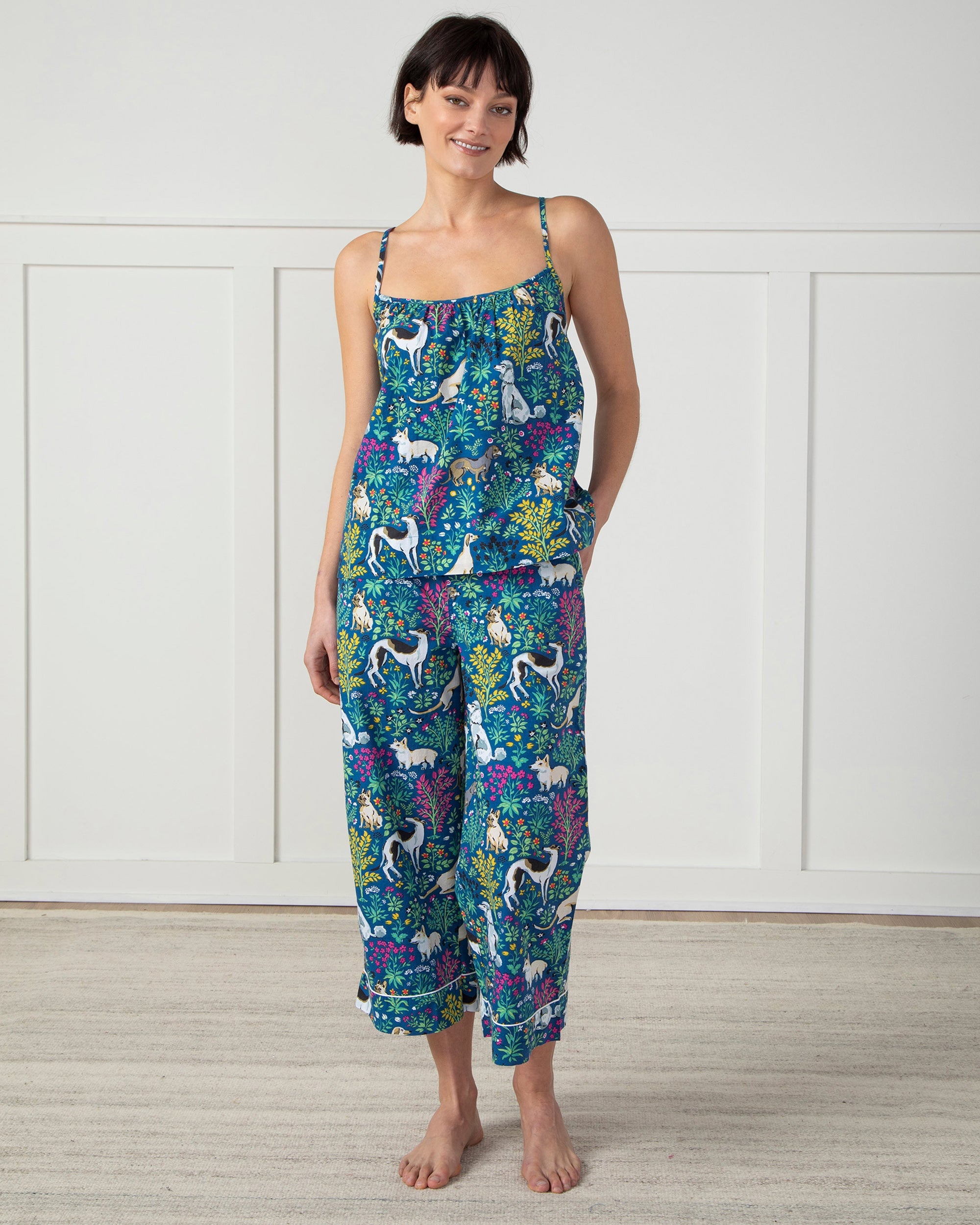 Must Love Dogs - Cami Cropped Pants Set - Indigo