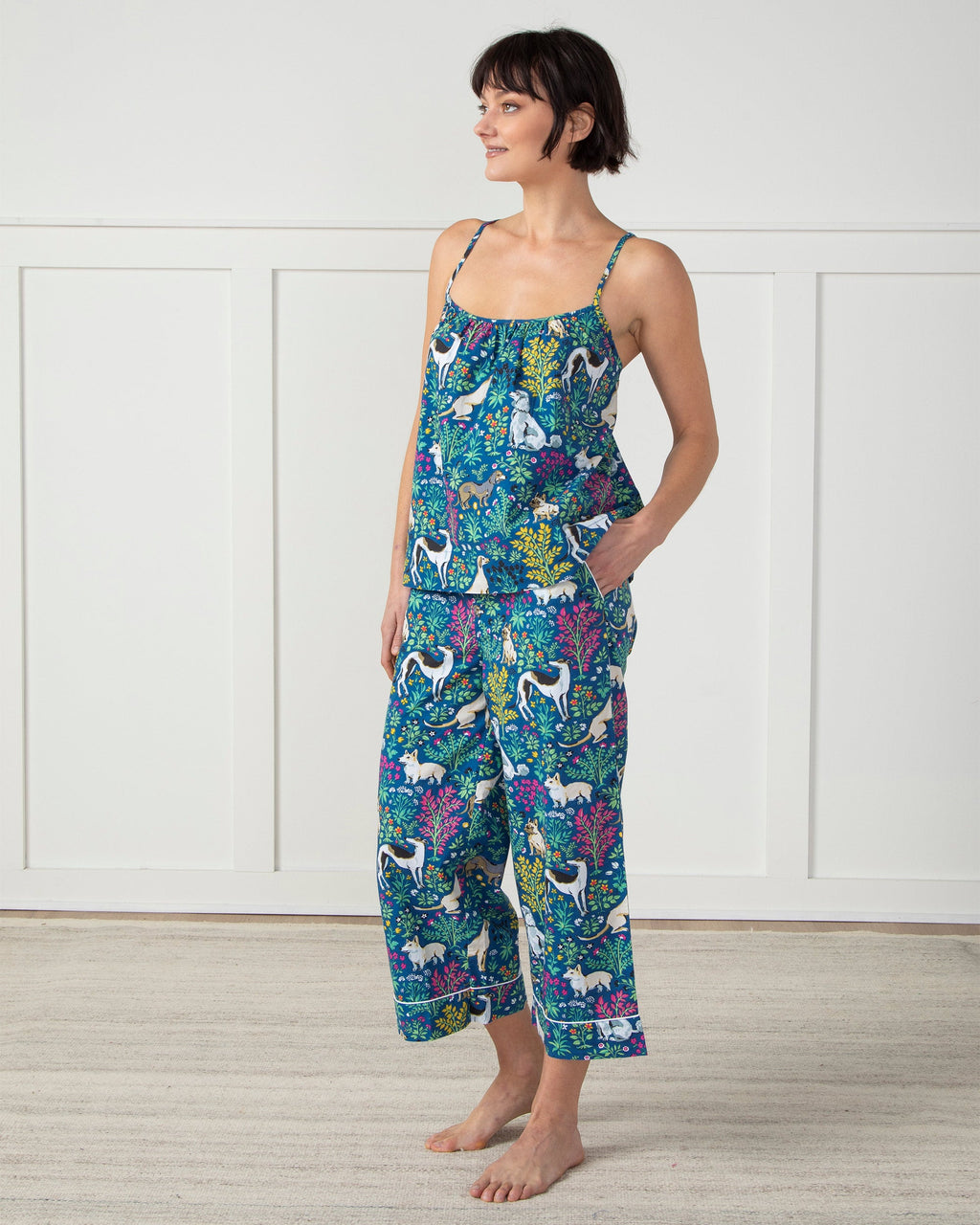 Must Love Dogs - Cami Cropped Pants Set - Indigo