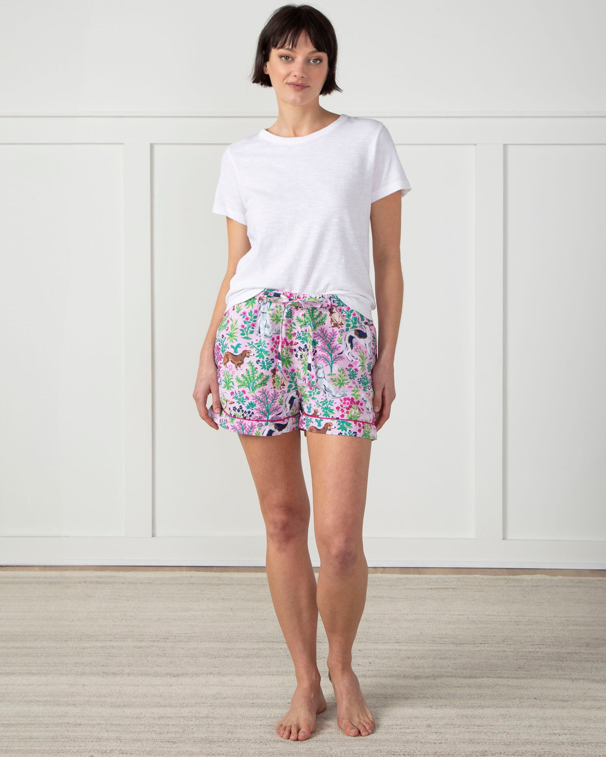 Must Love Dogs - Pajama Shorts - Pink Peony