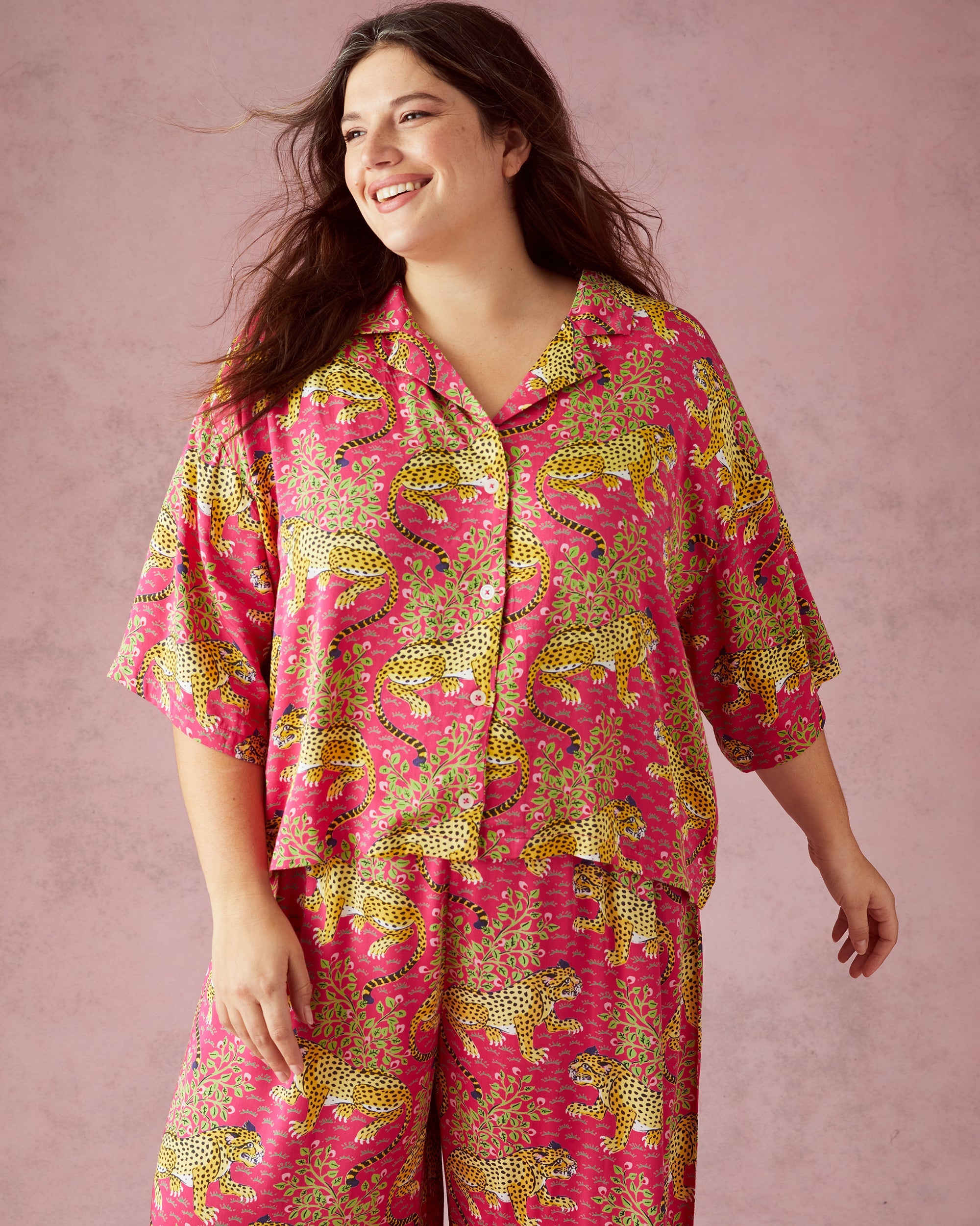 Bagheera - Satin Wildest Dreams Pajama Set - Hot Pink