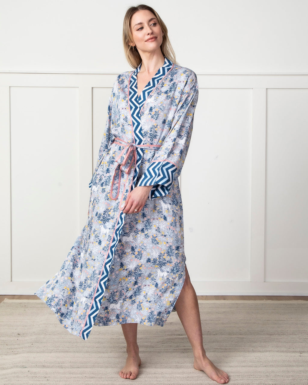 Unicorn's Garden - Satin Robe - Silver
