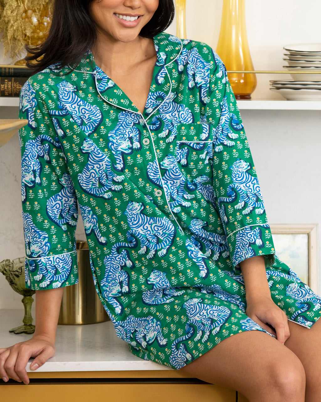 Tiger Queen - Sleep Shirt - Jade