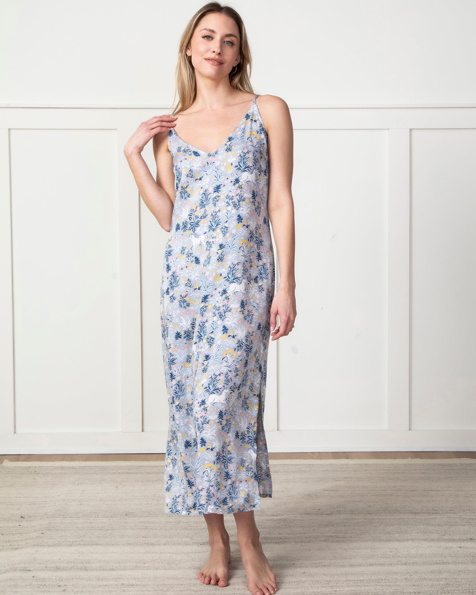 Unicorn's Garden - Satin Chic to Sleep Nightie - Silver
