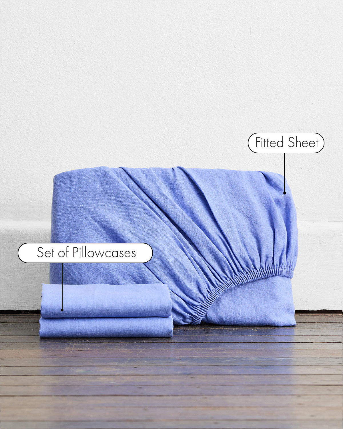 Wildflower 100% French Flax Linen Fitted Sheet Set